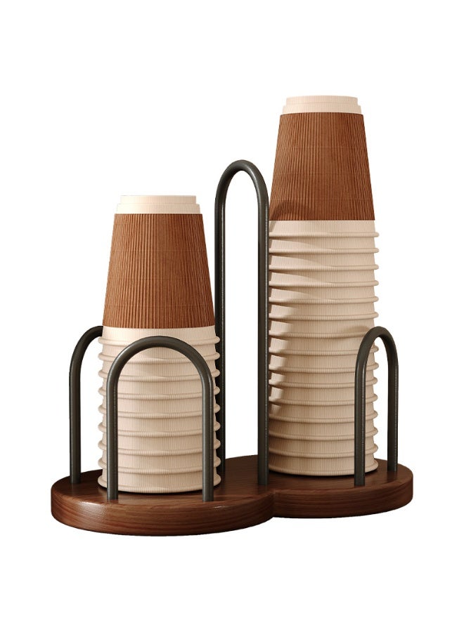 AuliceVerse Imported rubber wooden cup holder - dustproof double-layer paper cup storage container, compatible with multiple sizes, space saving design, suitable for home use and coffee shops, milk tea shops, restaurants, offices, bathrooms - Image 2